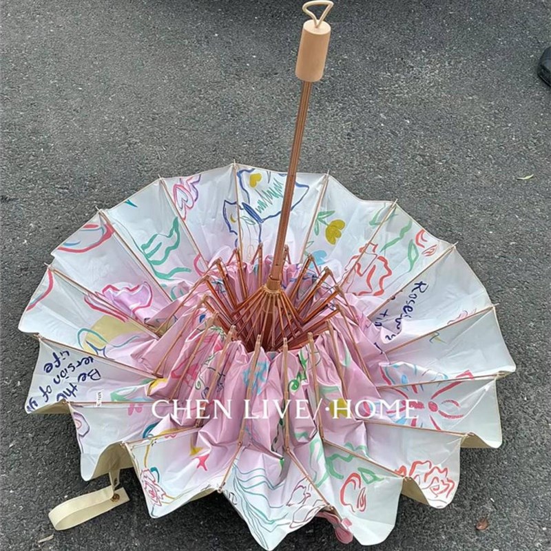 高颜值晴雨伞蝴蝶结两用黑胶三折自动遮阳伞女生夏季抗风防晒折叠