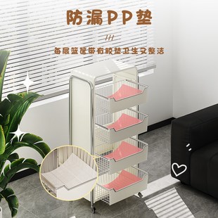 零食柜家用水果饮料收纳架子 客厅高颜值零食置物架小推车可抽拉式