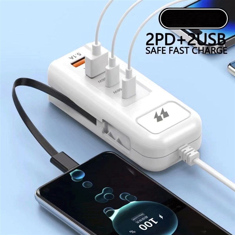 速冲66W超级快充插板usb充电插排插座接线板多功能4孔位插口家用