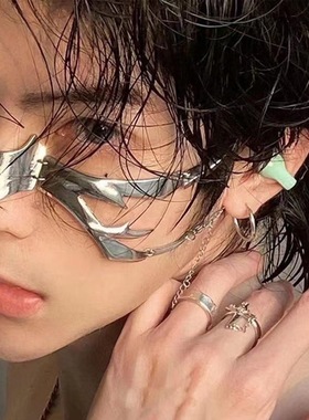 机械血刃面罩朋克风异形流体唇环面饰万圣节舞会聚会Paty面具