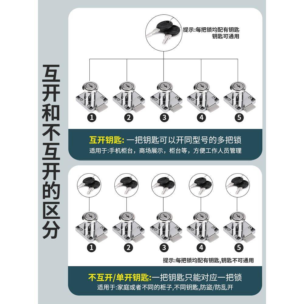 抽屉锁暗装柜子柜门锁文件柜更衣柜锁通用家具防盗小锁办公桌锁芯