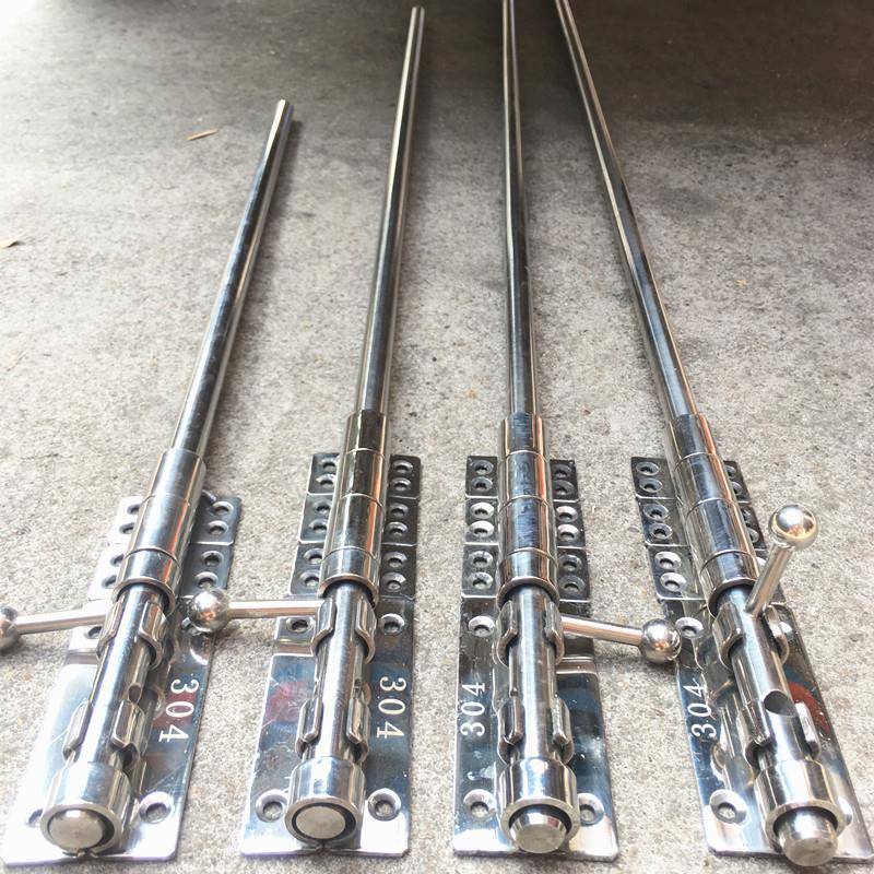 国标304不锈钢肥仔插销防盗门明插销带锁孔门栓木门闩加厚落地插