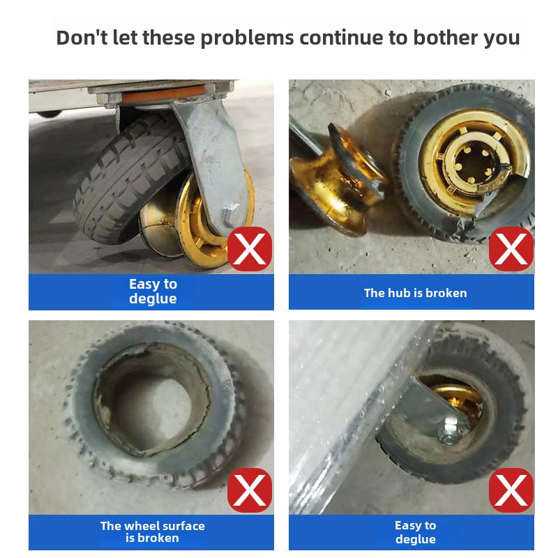 万向轮重型4寸橡胶静音带刹车脚轮5/6/8寸平板手推布草车承重轮子