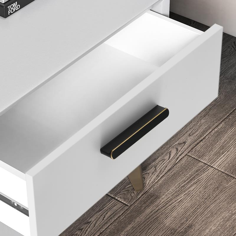 圆头T型现代简约大衣柜门拉手黑色橱柜门银边门把手白色抽屉拉手