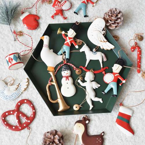 SwanLace 北欧丹麦同款圣诞树装饰挂饰士兵天使双面铁皮铁艺挂件