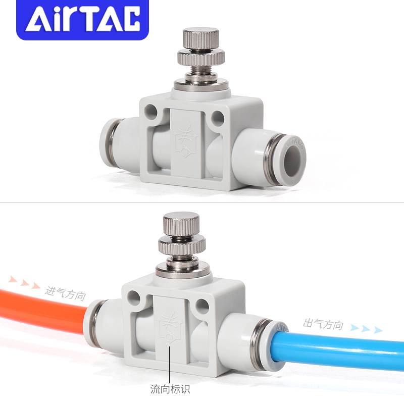 AIRTAC亚德客管道单向节流阀PSA4-6-8-10-12气缸调速阀气动调节阀