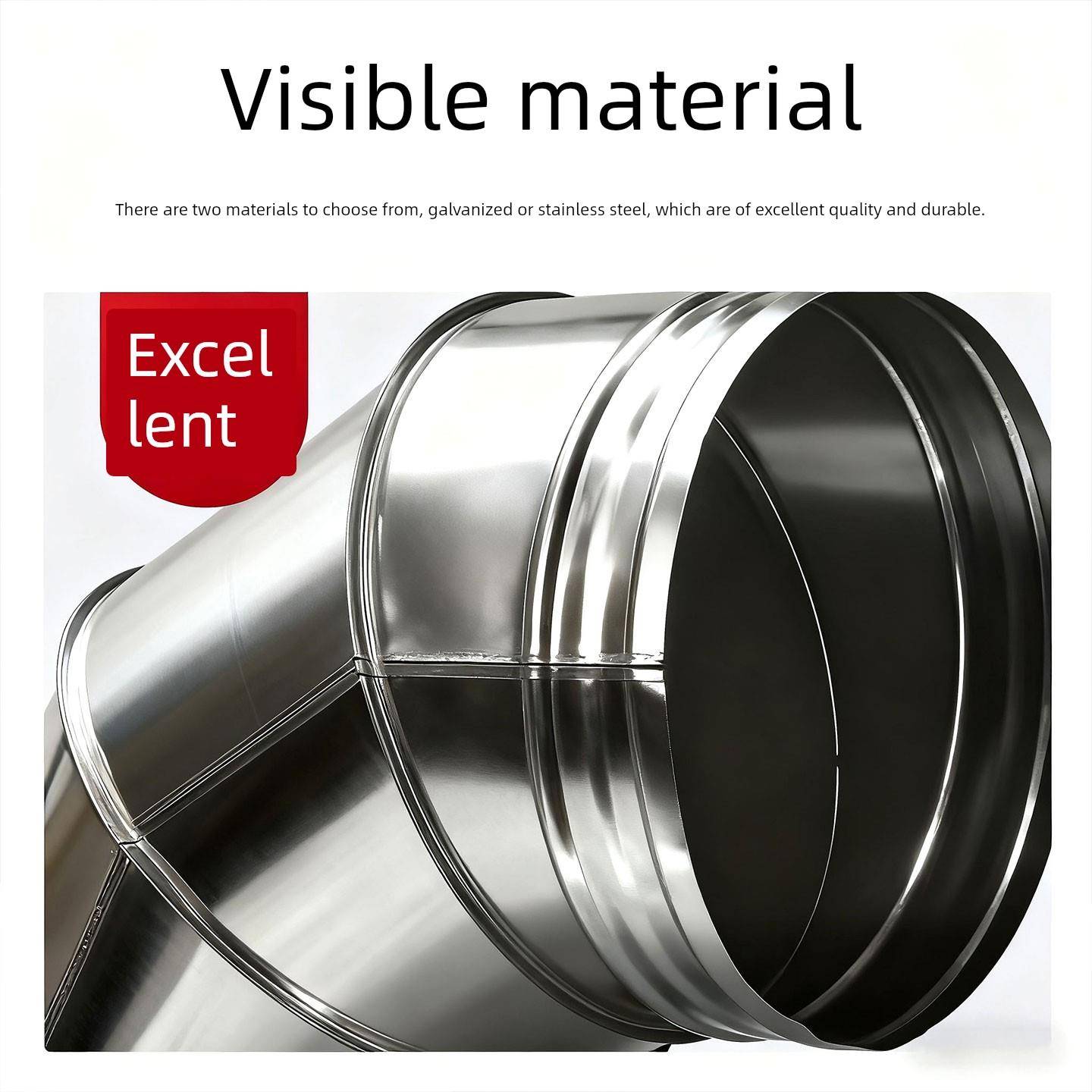 不锈钢加厚风管90度弯头白铁皮镀锌45度风机通风烟囱螺旋排烟管道