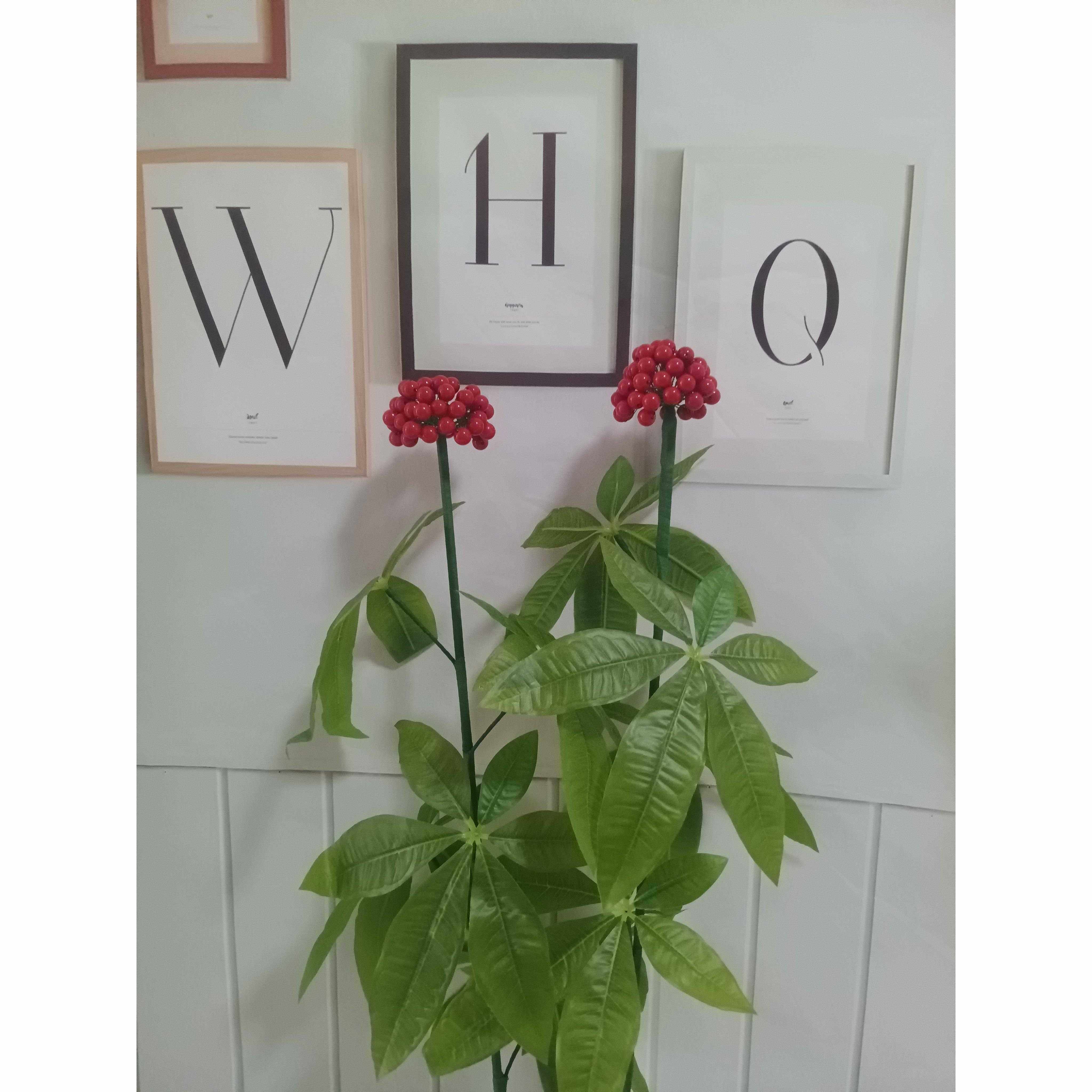 人参花三七diy彷真花成品摆设客厅装饰品插花摆件彷真绿色植物一