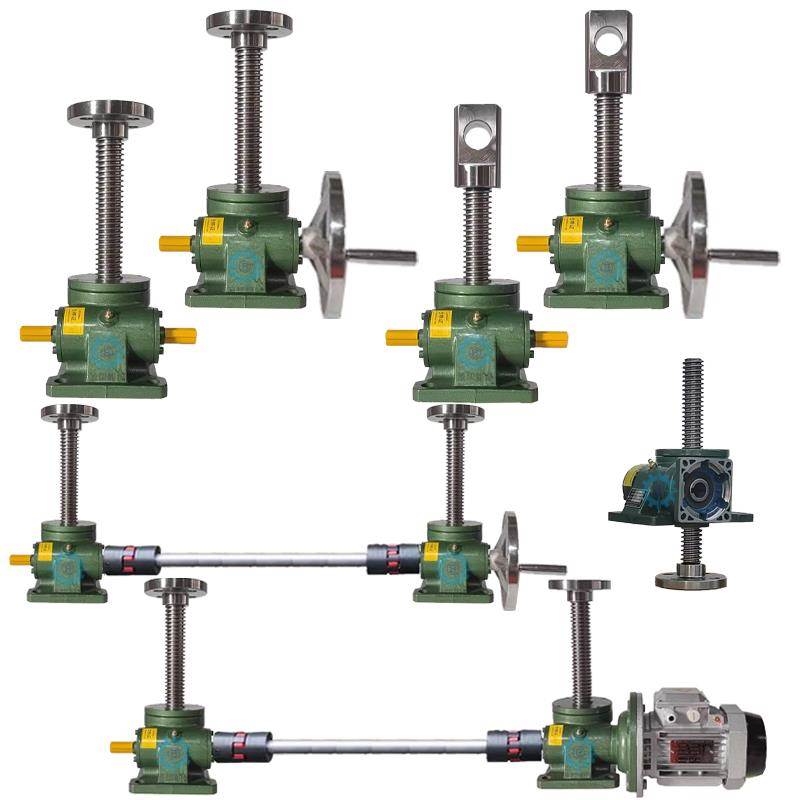 SWL立式丝杆升降机蜗轮蜗杆螺杆螺母电动手摇小型减速机4联动平台