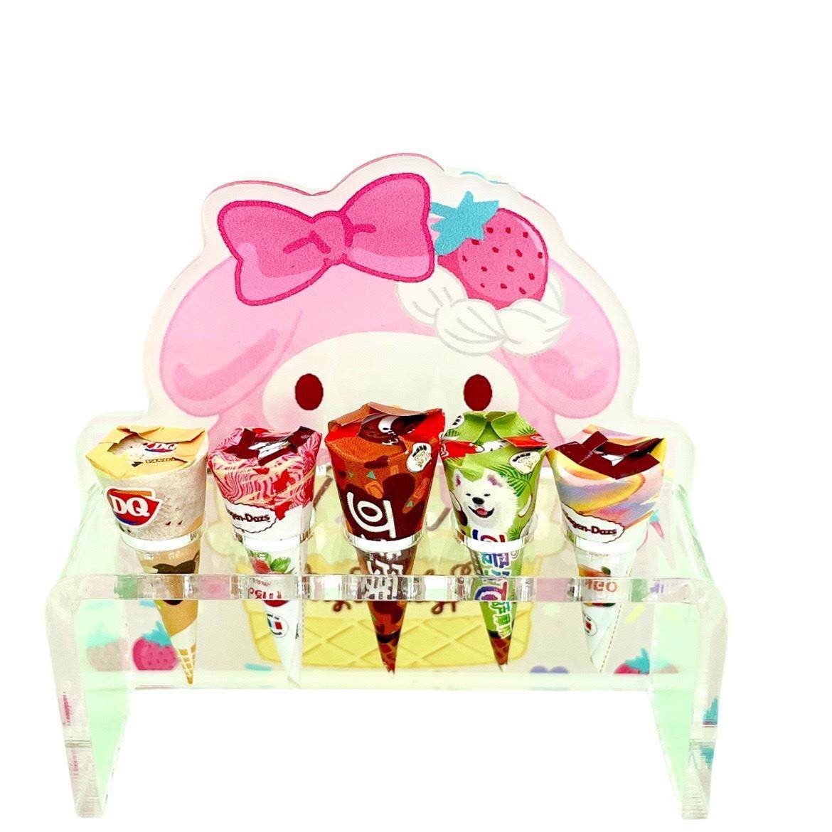 过家家迷你娃屋摆设微缩超市冰柜雪糕甜筒冰淇淋仿真食玩模型配件