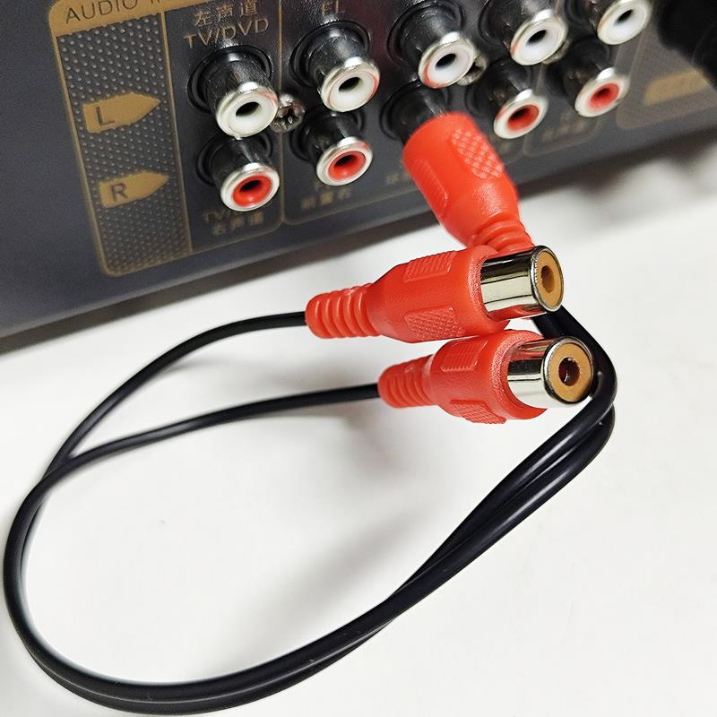 莲花母座一分二1变2母口功放机音响AV插口一拖二RCA音频影片分流