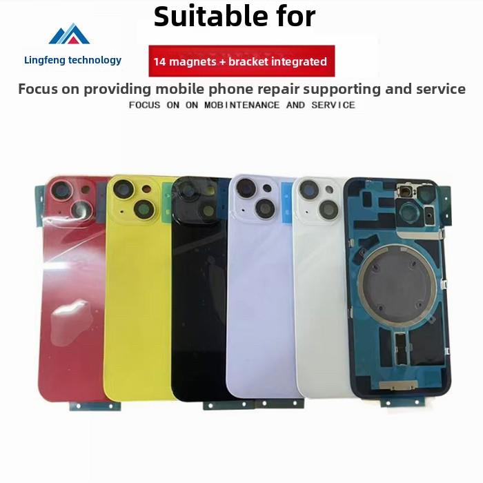 适用14 14plus后盖玻璃 14后盖一体玻璃焊好镜框带磁铁后盖玻璃