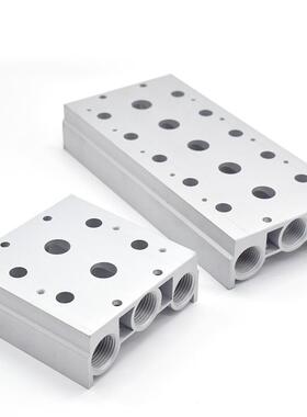 气动汇流板板阀4v210电磁阀底座4V100M/200-2F 3F 5F6F全系列螺纹