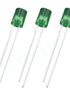 发光二极管LEDF5/5mm平头带色长脚无边红光黄绿光直插LED指示灯珠