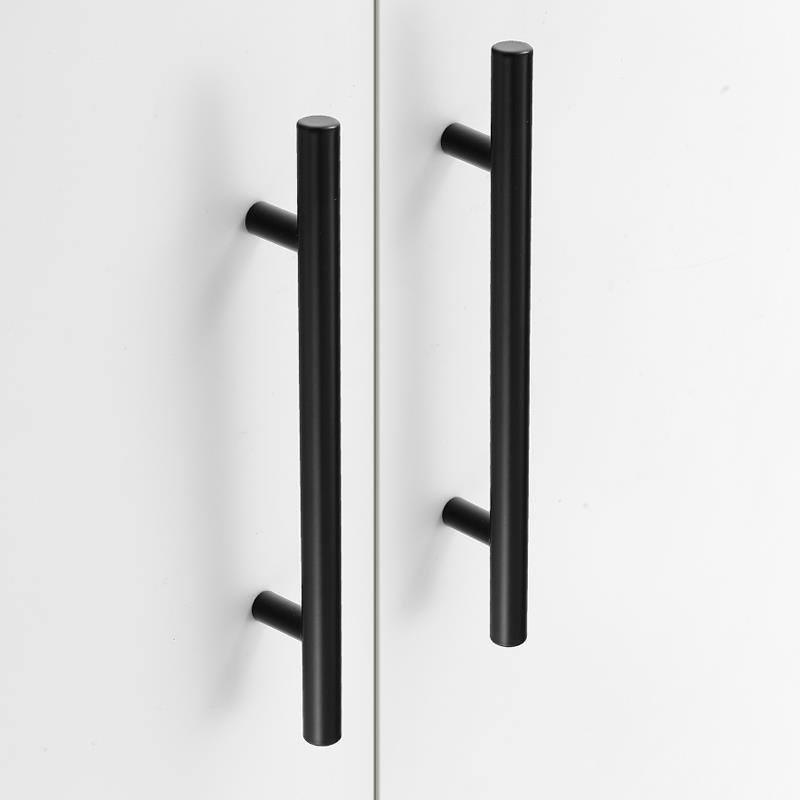 美式不锈钢衣柜门橱柜门拉丝色黑色拉手现代简约抽屉白色金色把手