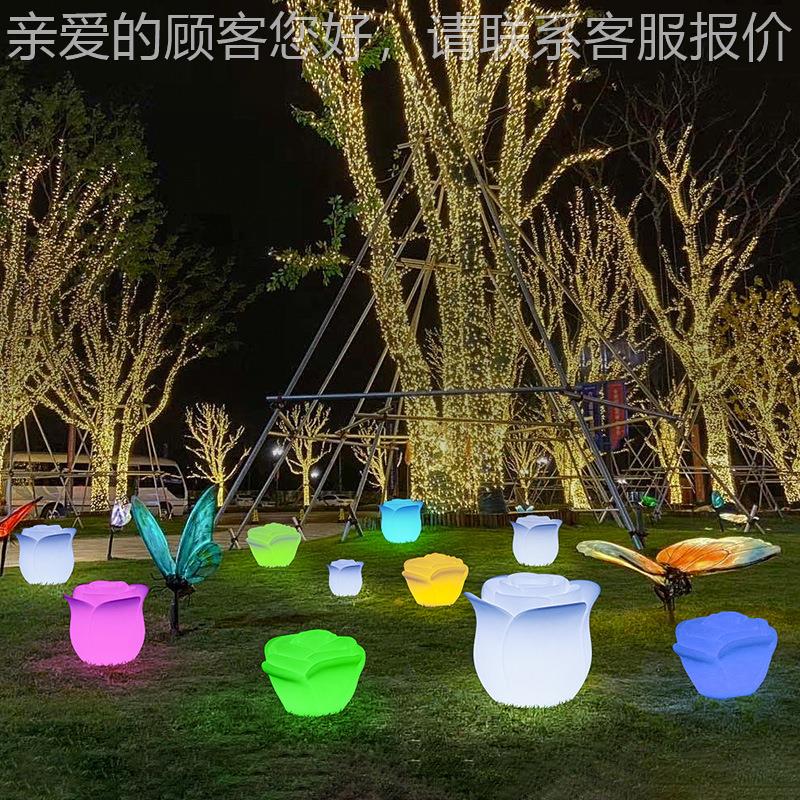 ED发光装饰灯户外草创意玫瑰花时尚景观坪L造园型灯庭院花充电七