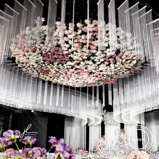 婚庆道具特密线帘婚庆吊顶装饰舞台背景布置白色流苏婚礼成品定制