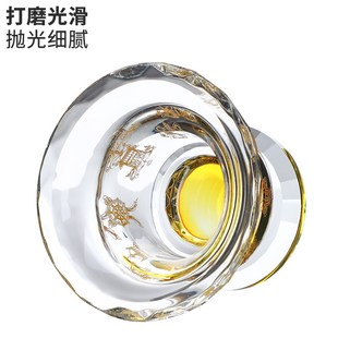 供水杯供杯水晶玻璃碗八吉祥描金纯色玻璃供水杯家用八供碗摆件