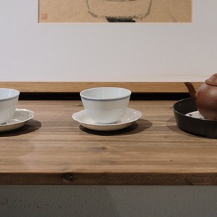 青白釉 元 薄胎青花双线陶瓷 无 潮汕品茗杯仿古杯主人杯茶杯 淡竹