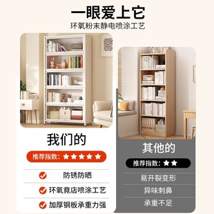 家用钢制书柜带门收纳储物柜儿童多层落地书架书房客厅防尘置物架