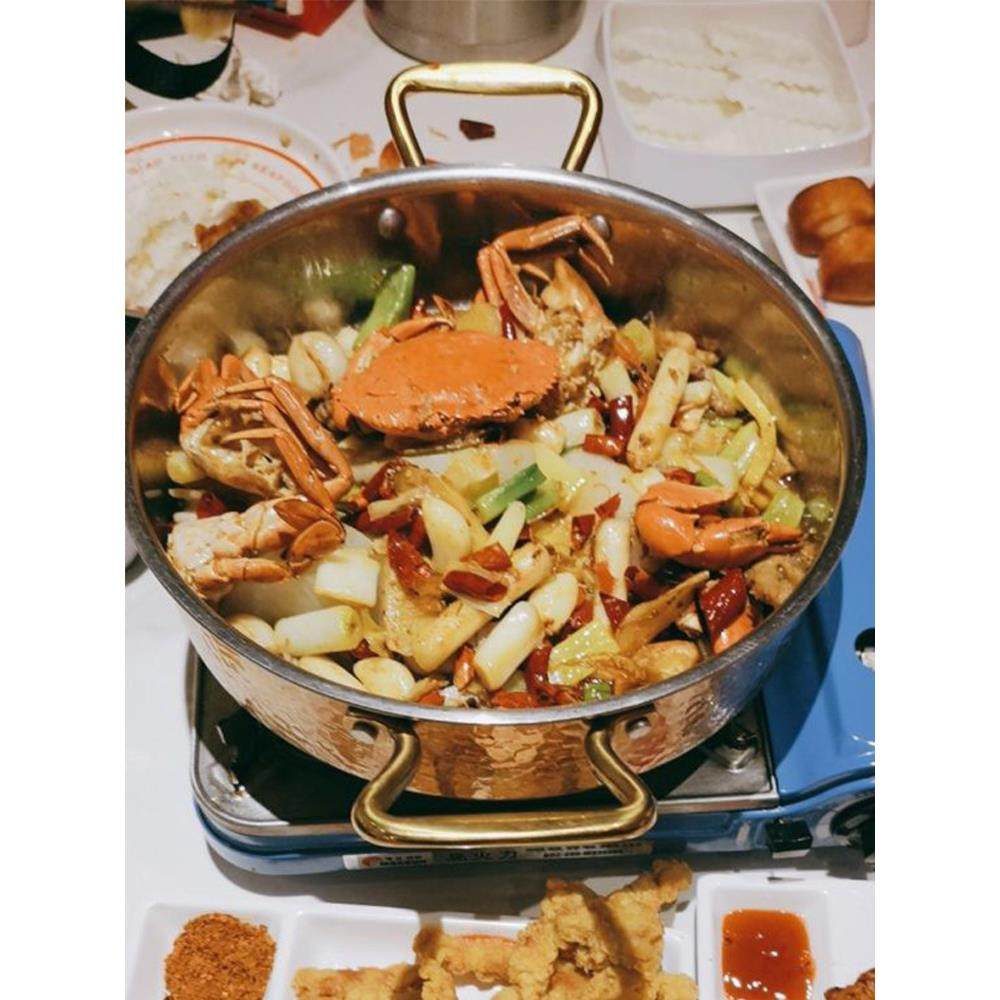 蟹哥俩虾蟹锅定制双耳金色锅海鲜紫苏蛙虾干锅不锈钢锅具电磁炉用,厨房/烹饪用具,火锅,淘宝优惠券,粉丝福利购,淘宝优惠卷