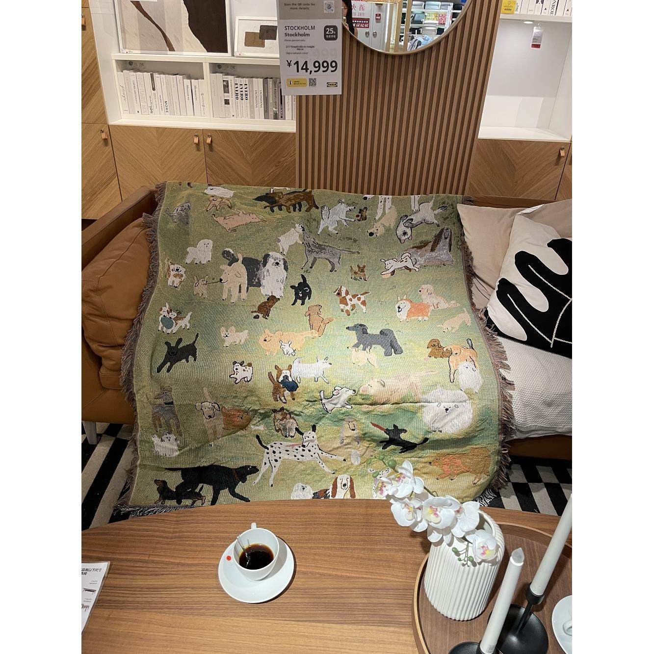 美国订单 『狗狗乐园』沙发毯单人椅垫毯墙面装饰挂毯户外露营毯,居家布艺,挂毯/壁毯,淘宝优惠券,粉丝福利购,淘宝优惠卷