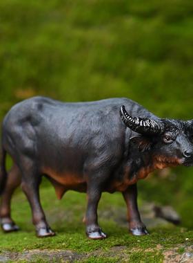 仿真小水牛摆件桌面客厅装饰摆设小孩骑牛园艺布景树脂工艺品摆件