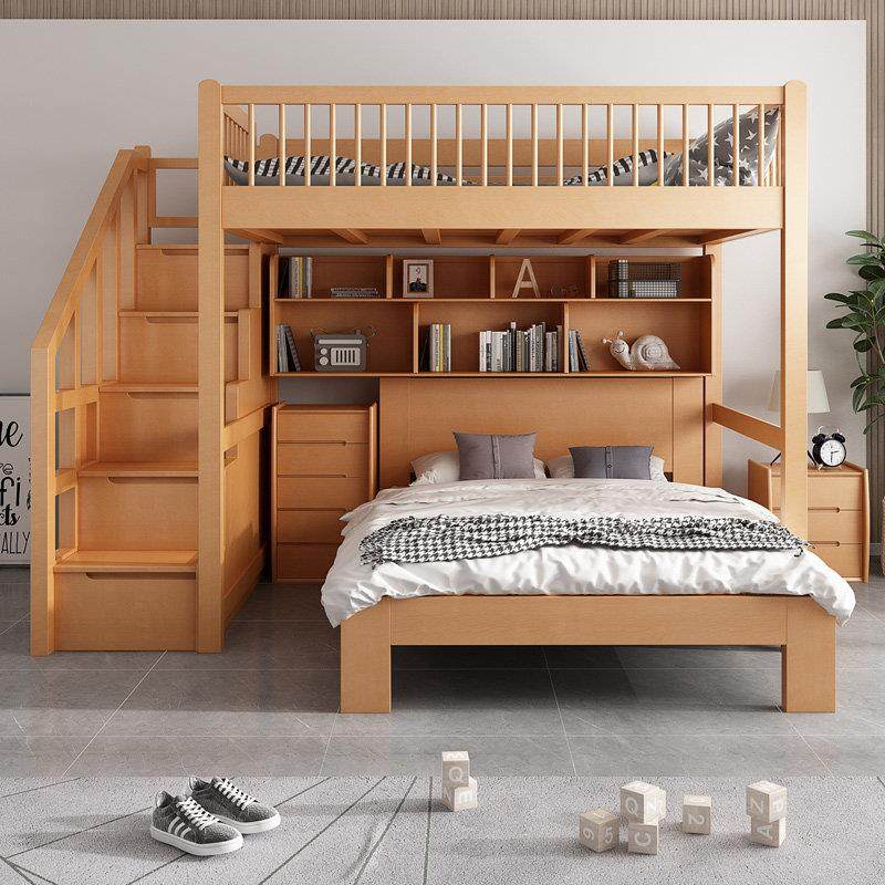 上下床双层床高低子母床全榉木上下铺交错式小户型省空间上床下桌,住宅家具,高低/子母床,淘宝优惠券,粉丝福利购,淘宝优惠卷