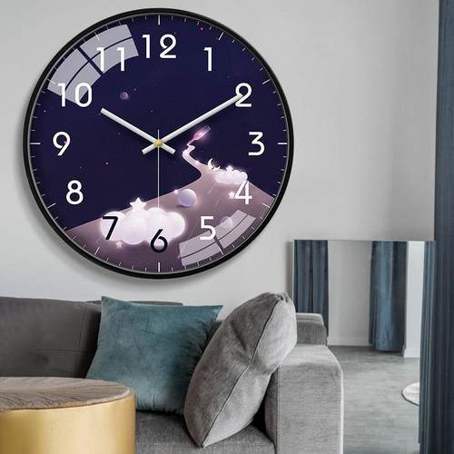 摩门挂钟客厅家用时尚艺术装饰画钟表卧室客厅创意时钟静音石英钟