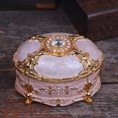 覆古典珠宝首饰盒手錬项炼戒指欧式 合金属彩绘镶嵌水钻珐瑯饰品盒