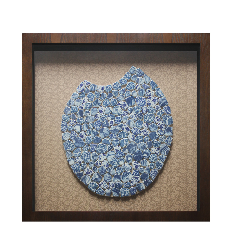 影子画 青花瓷实物画客厅新中式挂画组合 中国风新房立体装饰画图片