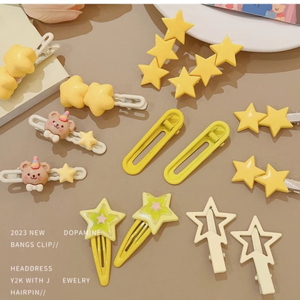 黄色星星发夹女可爱精致多巴胺发卡边夹刘海夹小夹子头饰