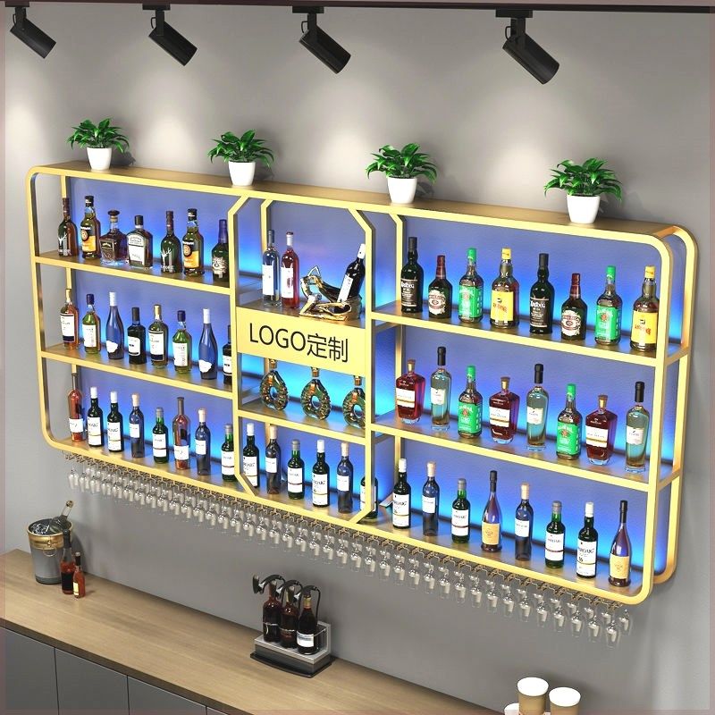 新款吧台酒柜挂墙酒架置物架壁挂餐厅墙上铁艺展示架红酒壁挂式