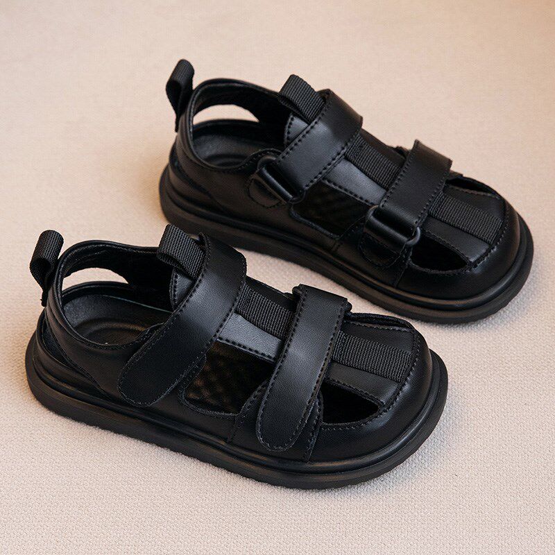 男童凉鞋2025新款夏季儿童包头男D宝鞋子男孩黑色皮鞋夏款小童夏
