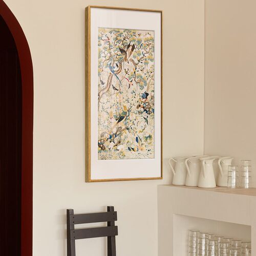 中国风装饰画《花鸟祥和图》客厅餐厅水墨挂画竖款玄关走廊壁画