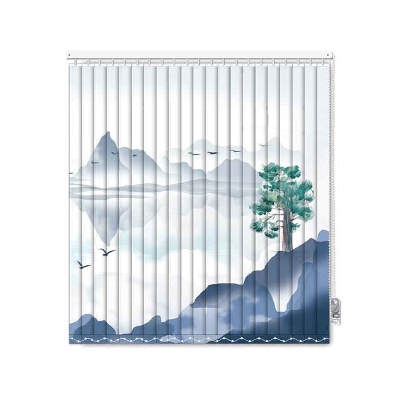 新中式梦幻帘遮光隔断家用客厅卧室阳台办公室窗帘电动智能垂直帘