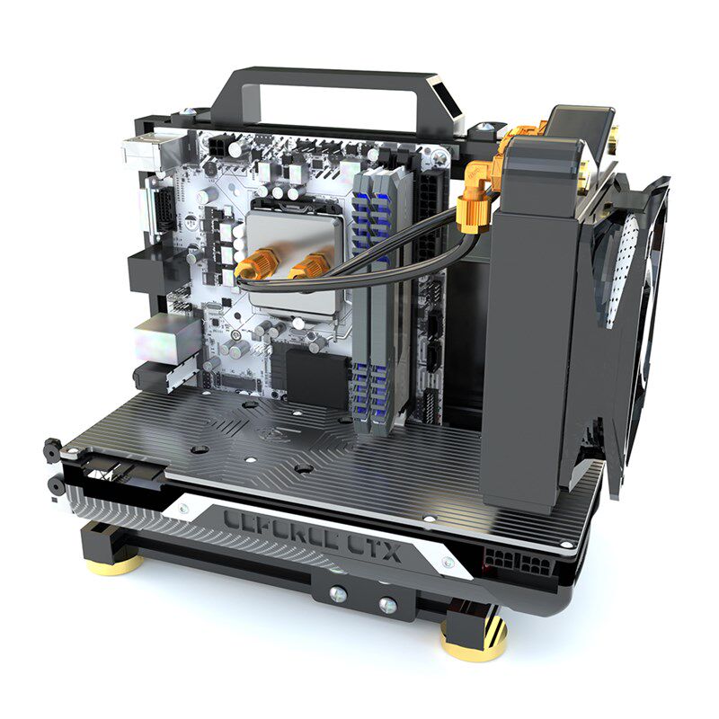 全铝开放式机箱 电脑框架 支持水冷 可安装迷你ITX 支持ATX 双路