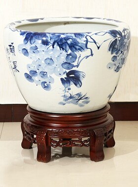 实木质圆形瓷鱼缸架立柱空调x酒缸底座架矮花架子大盆栽景观花瓶