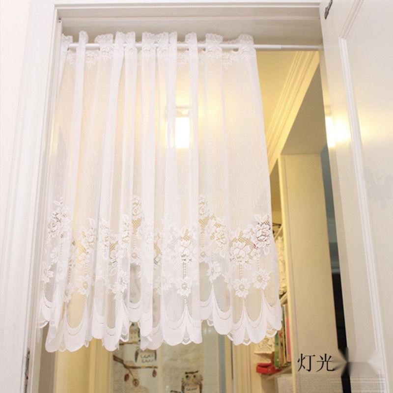 美式乡村半帘窗帘纱帘民宿网红门帘蕾丝短帘咖啡帘店面装饰帘华庚