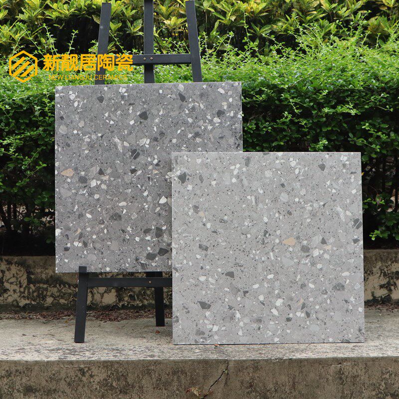 全瓷大颗粒水磨石瓷砖600X1200阳台浴室墙砖商场工业风灰色仿古砖