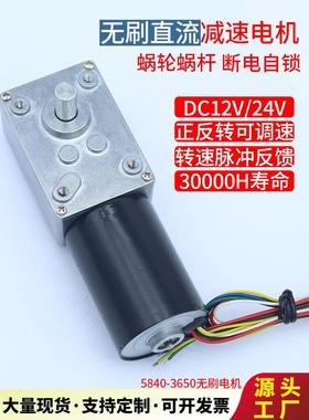 5840-3650蜗轮蜗杆无刷直流减速电机可调速微型大扭力12V24v马达