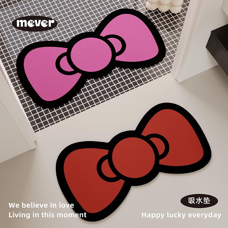 韩式KT蝴蝶结浴室地垫入户硅藻泥吸水厕所卫生洗手间门口防滑脚垫