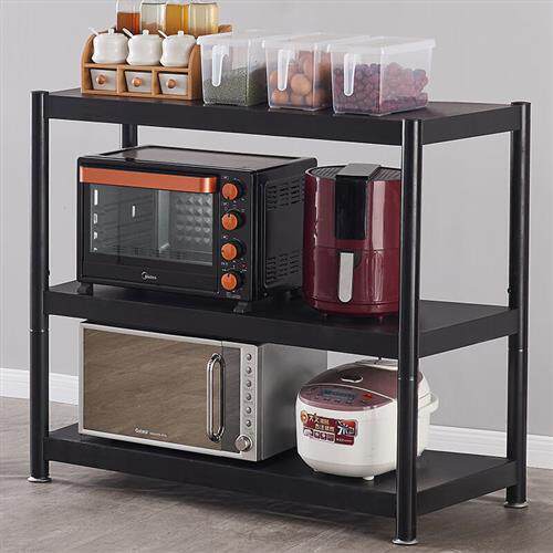 厨房用具置物架落地碳钢微波炉架收纳储物货架子3层60*40*90c