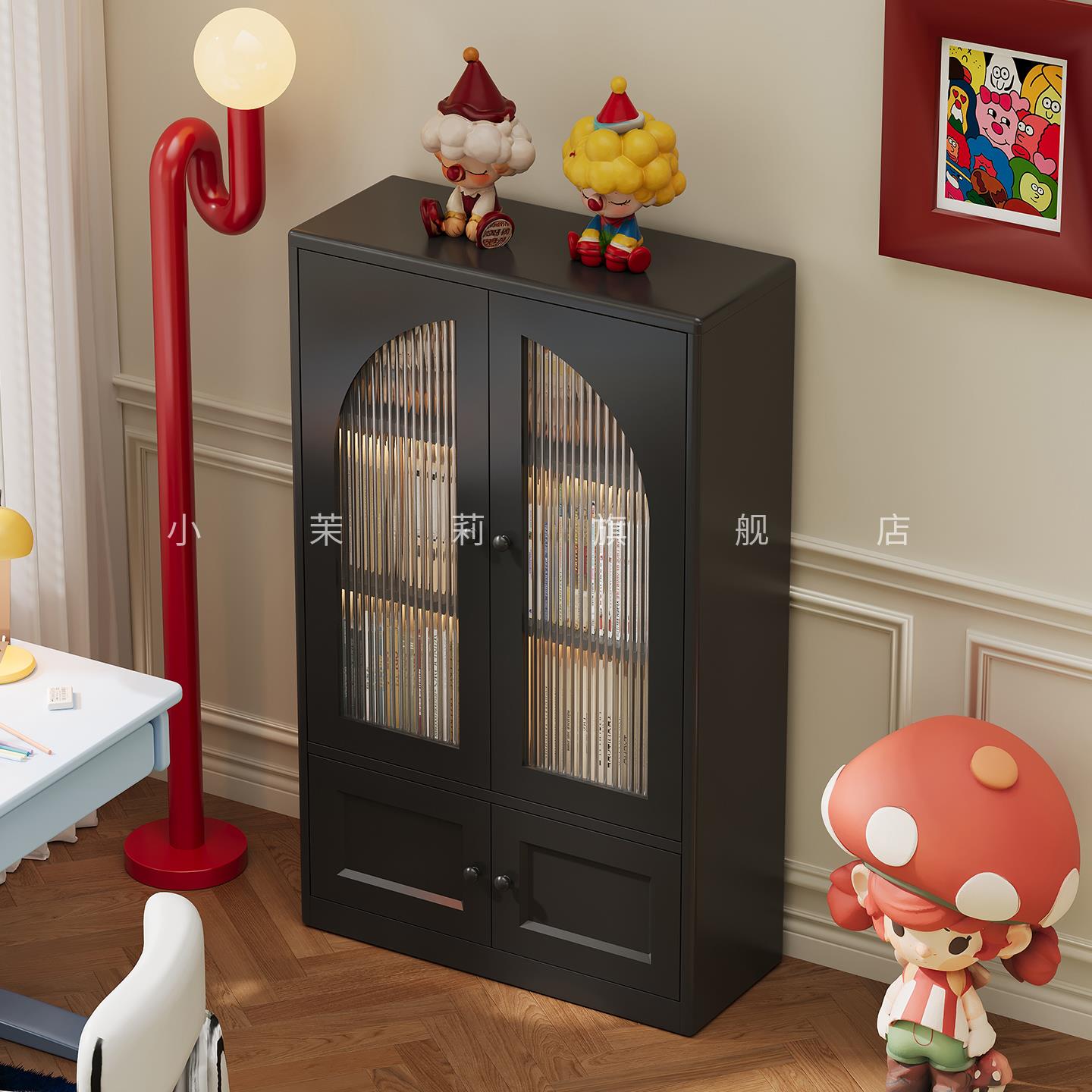 防尘格子书柜儿童玻璃带门书架卧室旁边展示柜书房杂志手办柜痛柜