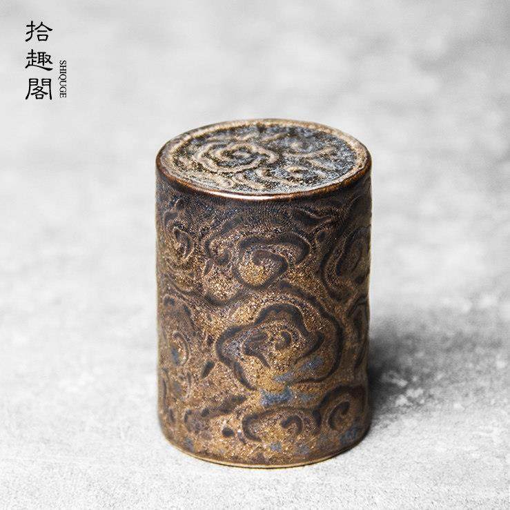 手工陶瓷盖置复古鎏金盖托茶宠粗陶创意铁壶壶盖架功夫茶道摆件,餐饮具,茶道/零配,淘宝优惠券,粉丝福利购,淘宝优惠卷
