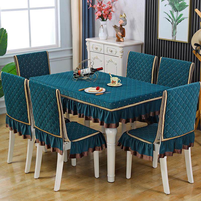 餐桌套装桌布椅套高端一体简约新款连体罩高档加厚定制椅垫餐桌布