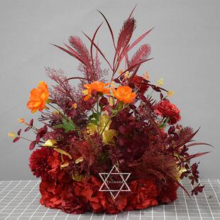 婚庆成品花艺仿真花路引花盆花舞台迎宾商场居家装饰花芦苇草盆花