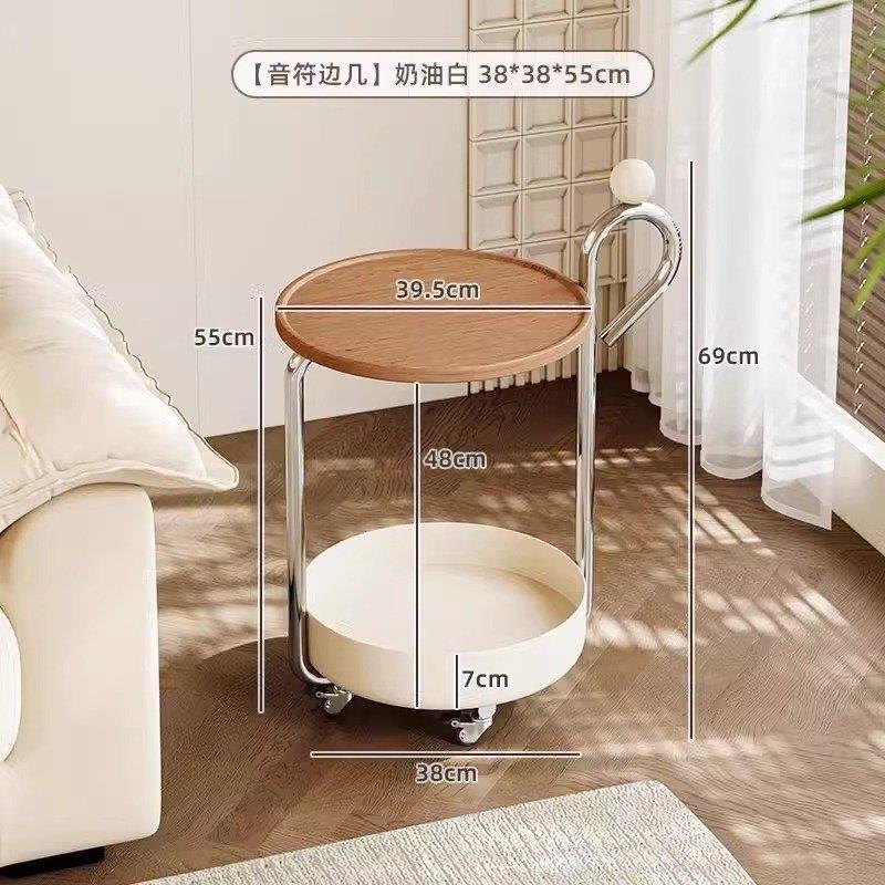可移动边几沙发客厅茶几轻奢高级感小户型中古推车带轮创意置物架