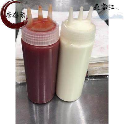 3个装商用加厚款三嘴塑料挤压瓶沙拉番茄酱三孔挤酱瓶油瓶酱汁壶