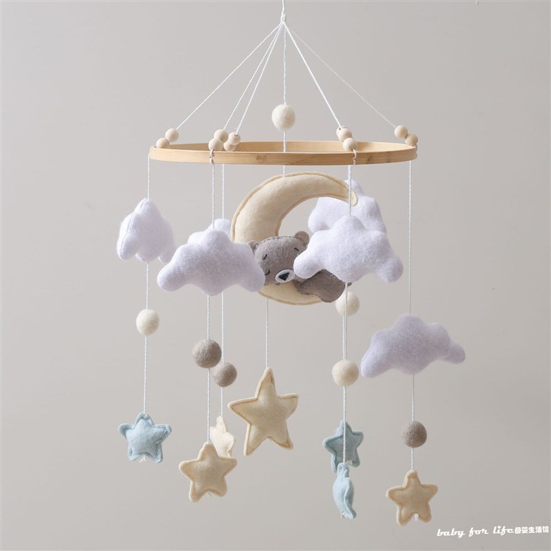 ins婴儿床铃支架挂件玩具毛毡风铃动物床挂摇铃新生儿安抚玩具